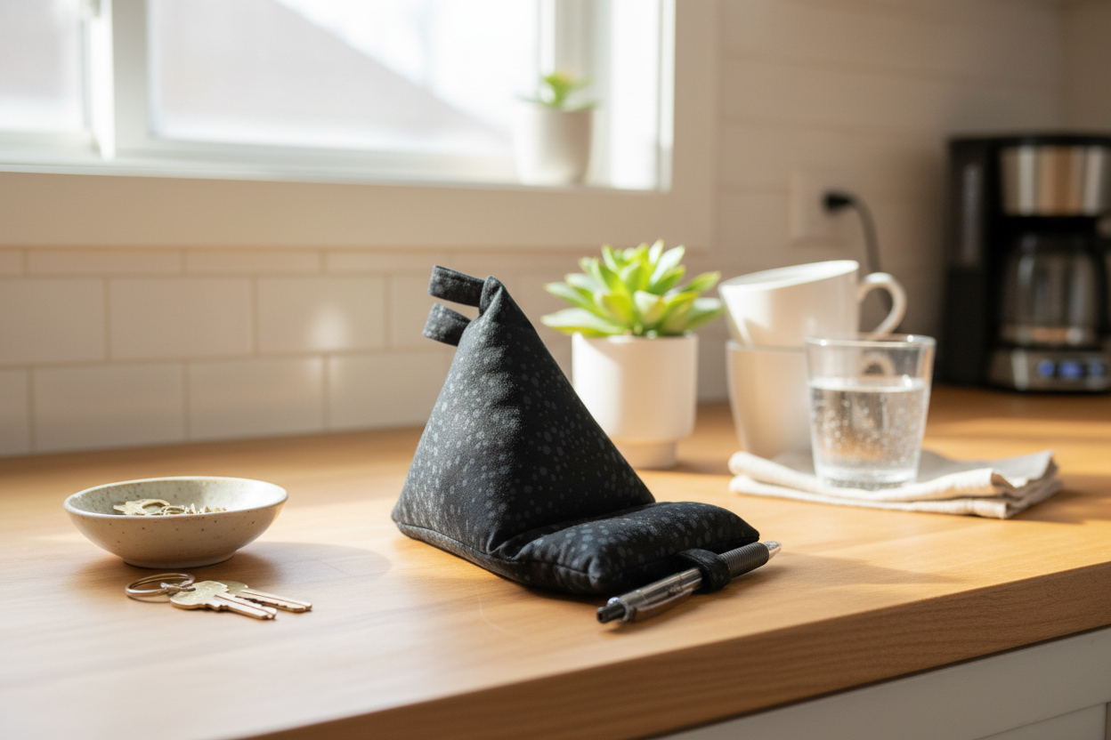 Phone holder on kitchen counter