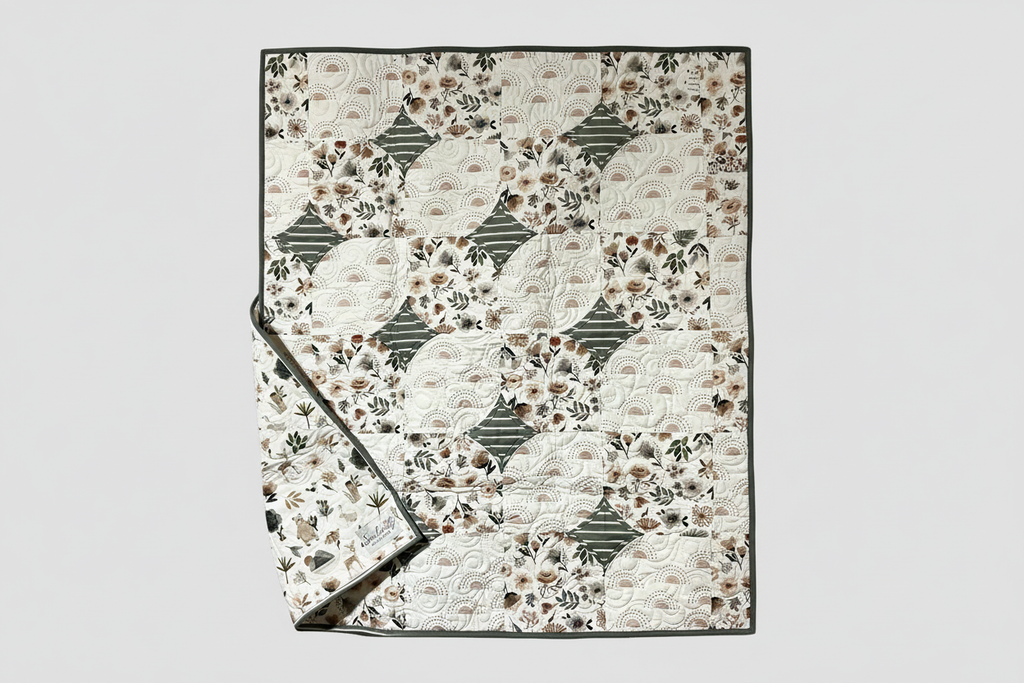 Woodland Friends baby quilt complete view