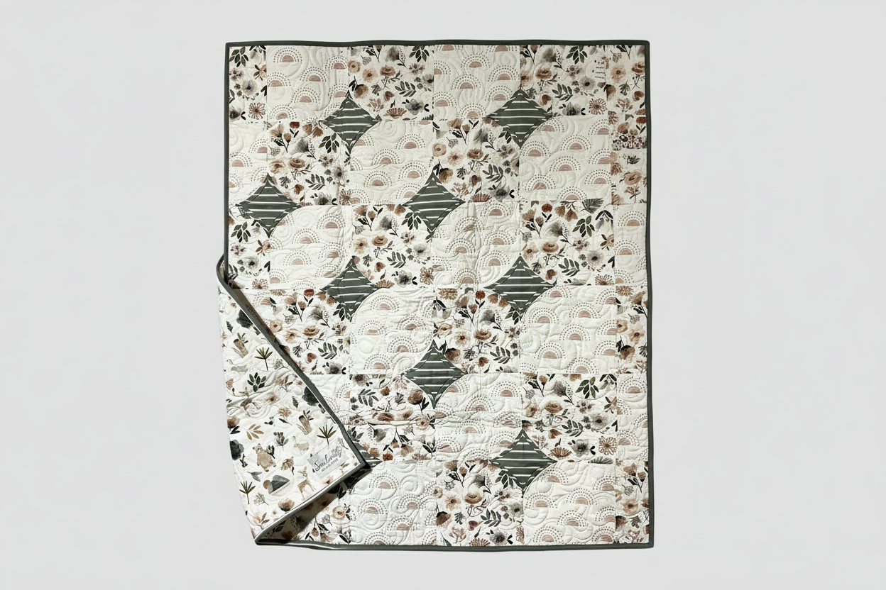 Woodland Friends baby quilt complete view