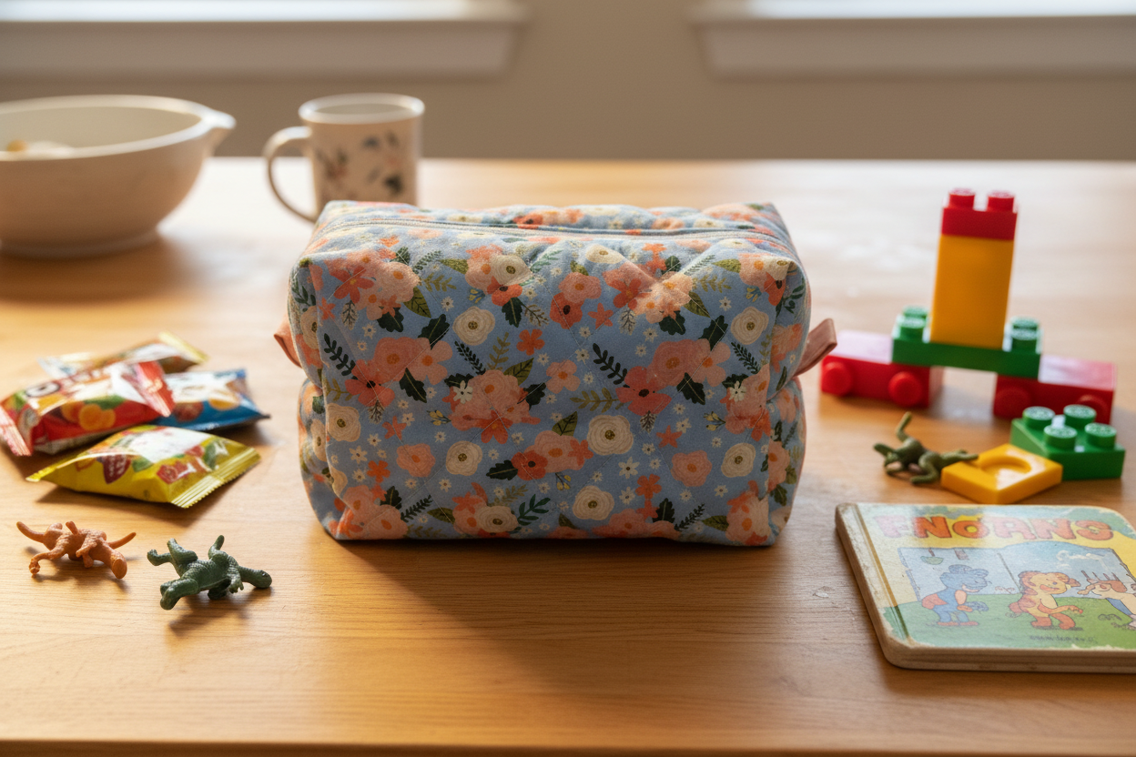 Small carry-all bag with kids snacks and essentials