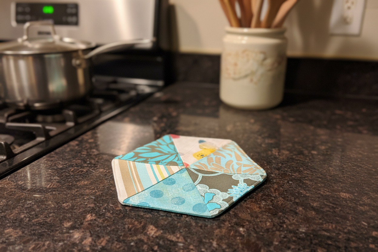 Hexagon potholder in kitchen