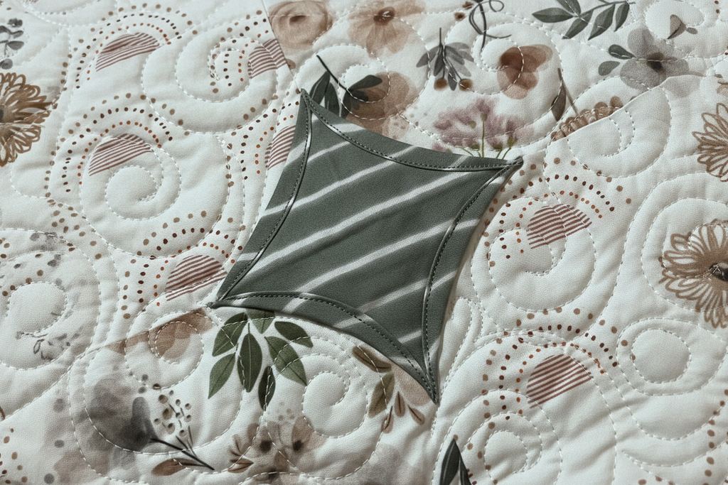 Woodland Friends quilt detail - quilting and fabric close-up