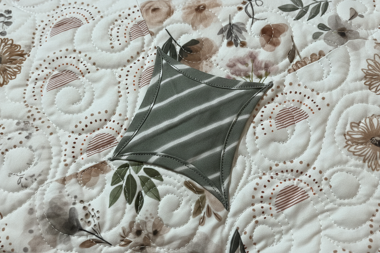 Woodland Friends quilt detail - quilting and fabric close-up